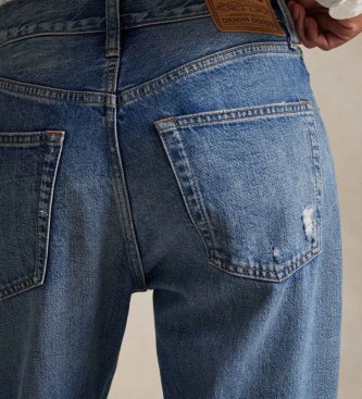Polo Ralph Lauren Jeansy z wysokim stanem Relaxed Straight Fit niebieskie