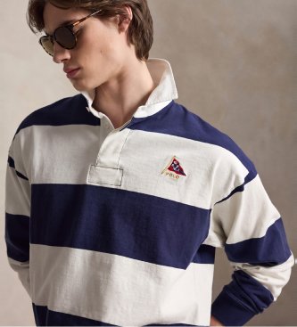 Polo Ralph Lauren Maglia da rugby Big Fit a maglia blu navy, bianco