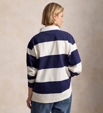 Polo Ralph Lauren Maglia da rugby Big Fit a maglia blu navy, bianco