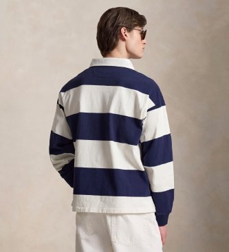 Polo Ralph Lauren Maglia da rugby Big Fit a maglia blu navy, bianco