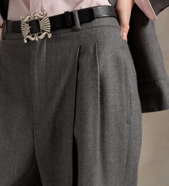 Polo Ralph Lauren Bacall Hose aus Wollmischung grau