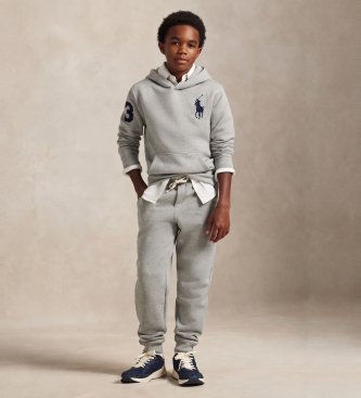 Polo Ralph Lauren Sweat à capuche en molleton avec Big Pony gris
