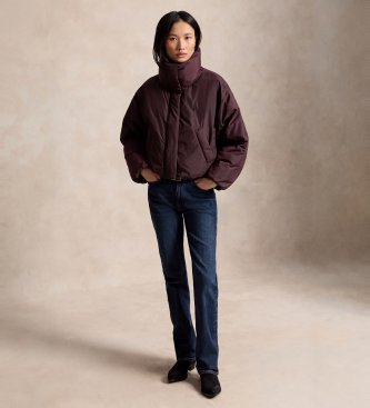 Polo Ralph Lauren Jaqueta acolchoada curta de penas bordô