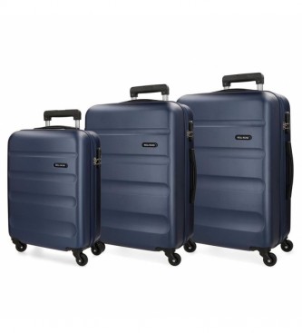 Roll Road Set de valises rigides Flex Flex 55-64-75 cm Bleu marine
