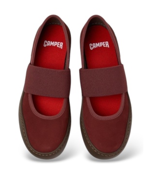 Camper Ballerines en cuir Peu Touring bordeaux