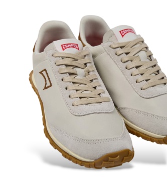 Camper Sapatilhas de pele Drift Walk branco e castanho