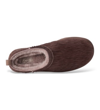 UGG Bottines en Cuir Classic Micro Calf Hair marron