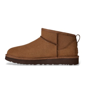 UGG Botins de Pele Classic Ultra Mini Nubuck castanho