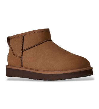 UGG Botins de Pele Classic Ultra Mini Nubuck castanho