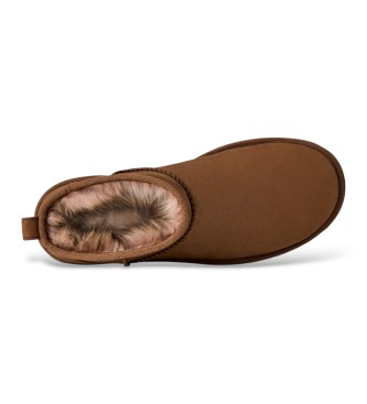 UGG Botins de Pele Classic Ultra Mini Nubuck castanho