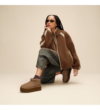 UGG Classic Ultra Mini Platform brown Leather Ankle Boots