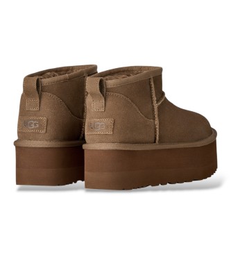 UGG Classic Ultra Mini Platform brown Leather Ankle Boots