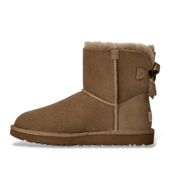 UGG Botas de Pele Mini Bailey Bow II castanho