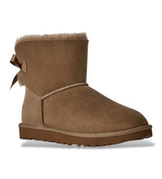 UGG Botas de Pele Mini Bailey Bow II castanho
