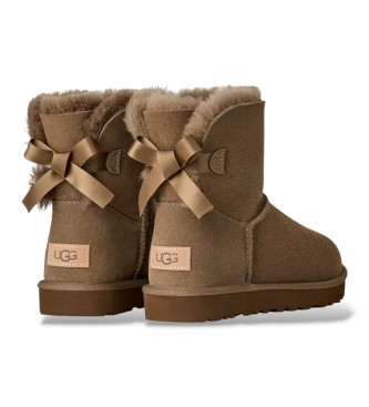 UGG Botas de Pele Mini Bailey Bow II castanho