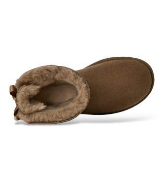 UGG Botas de Pele Mini Bailey Bow II castanho