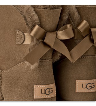 UGG Botas de Pele Mini Bailey Bow II castanho