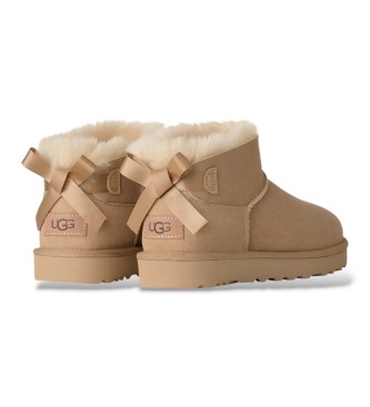UGG Botins de Pele Ultra Mini Bailey Bow bege