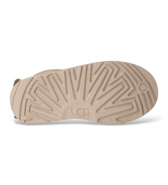 UGG Ultra Mini Bailey Bow Leather Ankle Boots beige