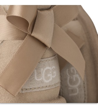 UGG Ultra Mini Bailey Bow Leather Ankle Boots beige