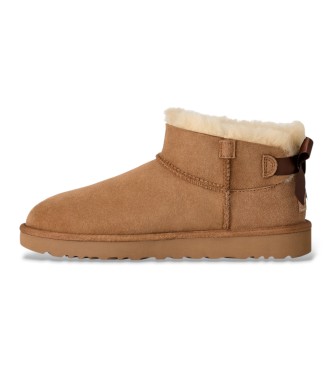 UGG Ultra Mini Bailey Bow Brown Leather Boots