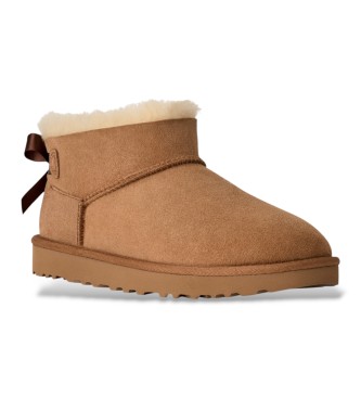 UGG Ultra Mini Bailey Bow Brown Leather Boots