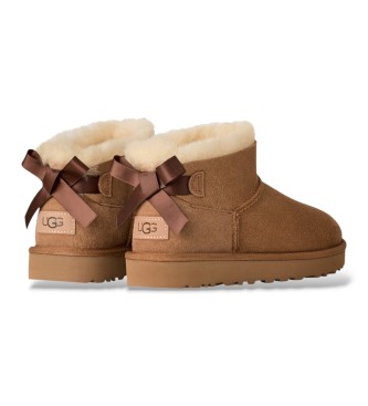 UGG Ultra Mini Bailey Bow Brown Leather Boots