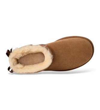 UGG Ultra Mini Bailey Bow Brown Leather Boots