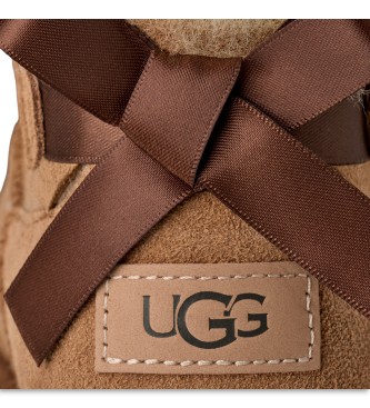 UGG Ultra Mini Bailey Bow Brown Leather Boots