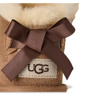 UGG Brown Ultra Mini Bailey Bow Leather Boots