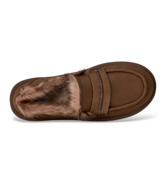 UGG Brown Ellis Nubuck Loafer Leather Moccasins