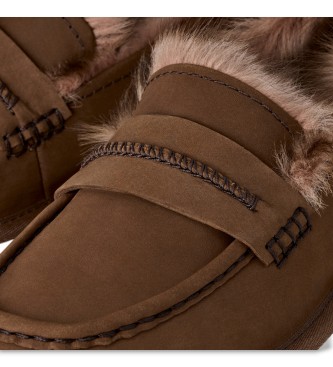 UGG Brown Ellis Nubuck Loafer Leather Moccasins