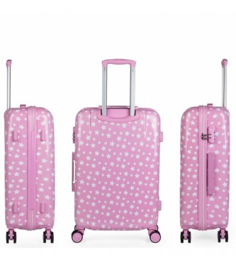 ITACA Ensemble valise rose pour enfants -55x40x20 / 65x44x25 cm