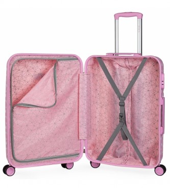 ITACA Junior Reiskoffer voor Kinderen Meisjes Roze Sterrenprint -67x45x24cm