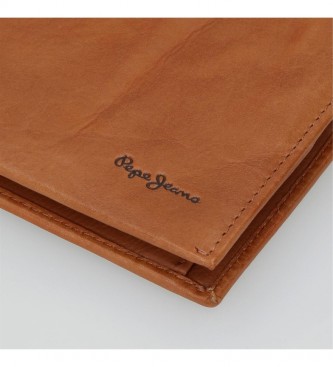 Pepe Jeans Pepe Jeans Fair leather wallet with camel card holder -9,5x6,5x1cm