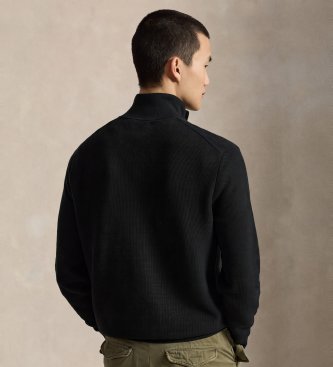 Polo Ralph Lauren Maglione in maglia di piqué di cotone nero
