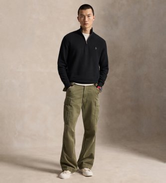 Polo Ralph Lauren Maglione in maglia di piqué di cotone nero