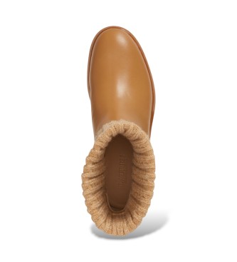 Lauren Ralph Lauren Allyson Stiefelette aus Kalbsleder und Strick in Kamel