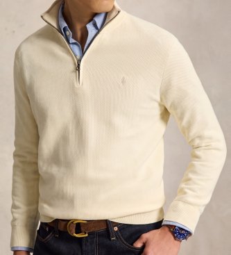 Polo Ralph Lauren Maglione in maglia piqué di cotone beige