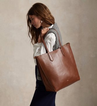 Polo Ralph Lauren Bolso de piel Bellport marrón