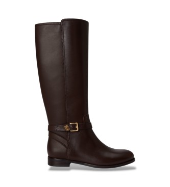 Lauren Ralph Lauren Botas alta Brooke II de piel de becerro marrón