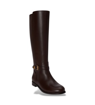 Lauren Ralph Lauren Botas alta Brooke II de piel de becerro marrón