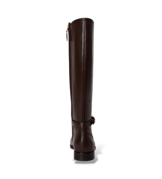 Lauren Ralph Lauren Botas alta Brooke II de piel de becerro marrón