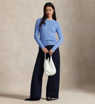 Polo Ralph Lauren Maglione di cotone lavorato a trecce blu