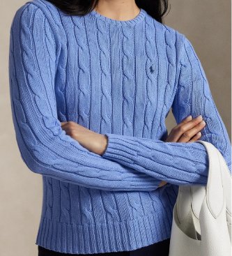 Polo Ralph Lauren Maglione di cotone lavorato a trecce blu