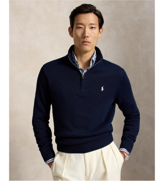 Polo Ralph Lauren Baumwollpullover mit halbhohem Rollkragen, marineblau