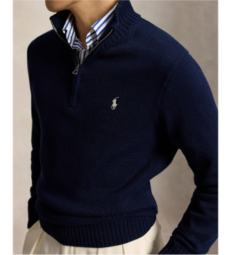 Polo Ralph Lauren Baumwollpullover mit halbhohem Rollkragen, marineblau
