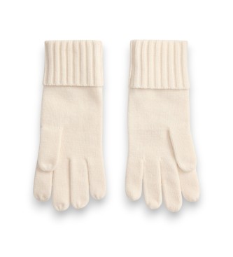 Lauren Ralph Lauren Stickade handskar med sköldknappar beige