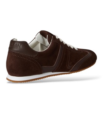 Lauren Ralph Lauren Sneaker Dani in camoscio e pelle marrone