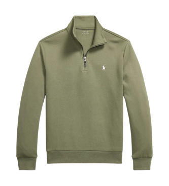 Polo Ralph Lauren Doppelstrickpullover mit kurzem Reißverschluss in Grün